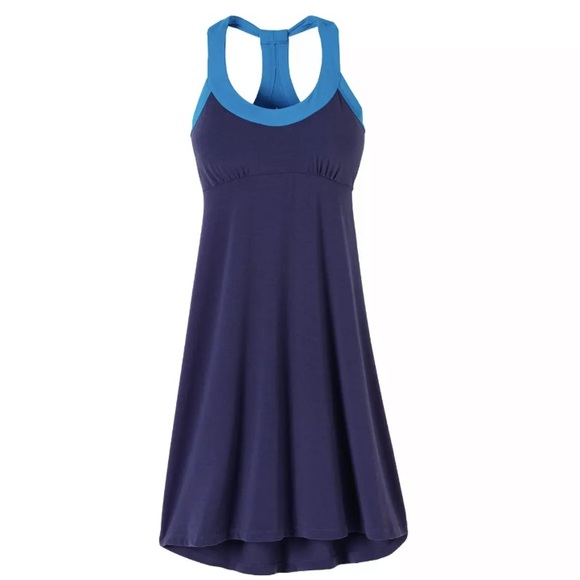 Prana Dresses & Skirts - PRANA Navy/Turquoise Racerback Tank Dress Size Large